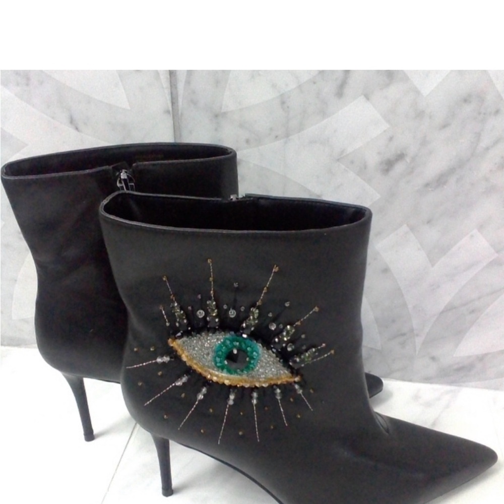 NEW Kurt Geiger Belgravia Eye Boot Black Leather Size 40.5, FITS SIZE 9.5 - Picture 2 of 6